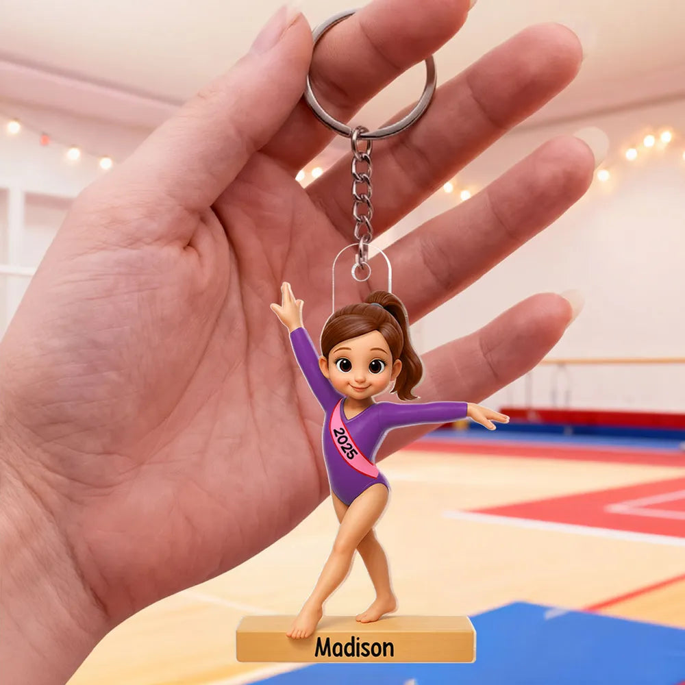 Custom Name Gymnastics Acrylic Keychain Bright Cute Charm for Backpack or Keys A Sweet Unique Gift