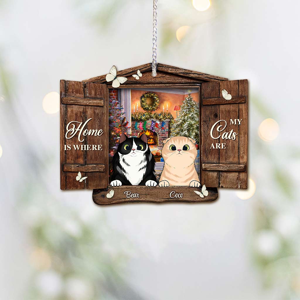 Home Is Where My Cats Are - Personalized Christmas Ornament (Printed On Both Sides)