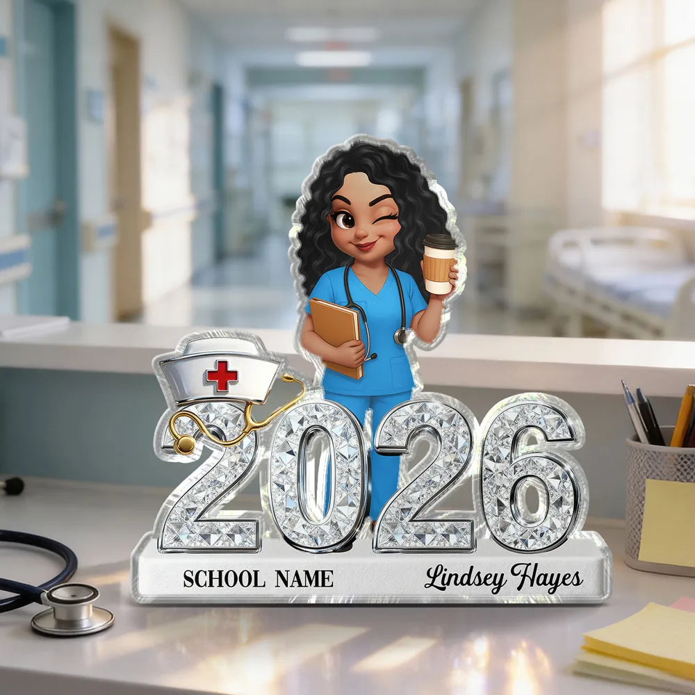 Personalized Class of Acrylic Block Plaque Cute Nurse Design for Graduation Season Shelf Decor Unique RN Gift