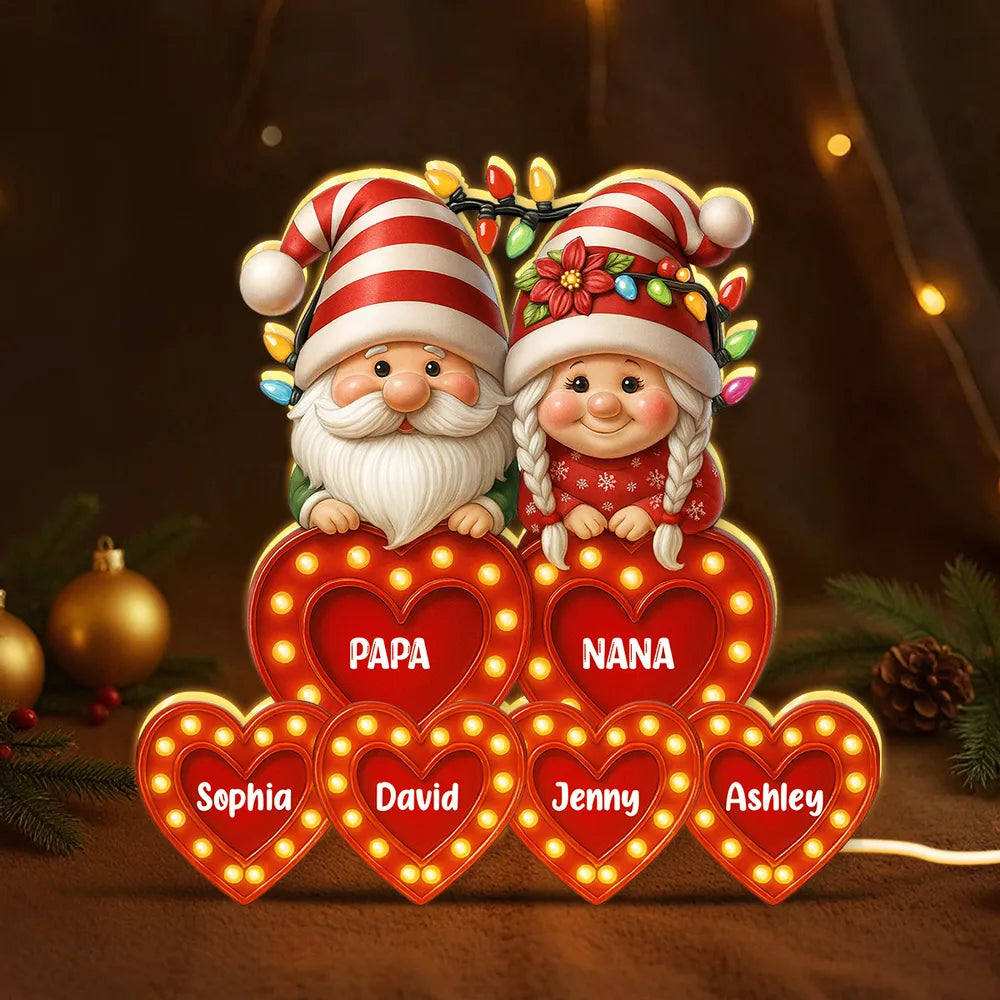 Grandparents Acrylic Light Box – Personalized Christmas Decoration with Grandkids’ Names, Clear and Collectible Gift