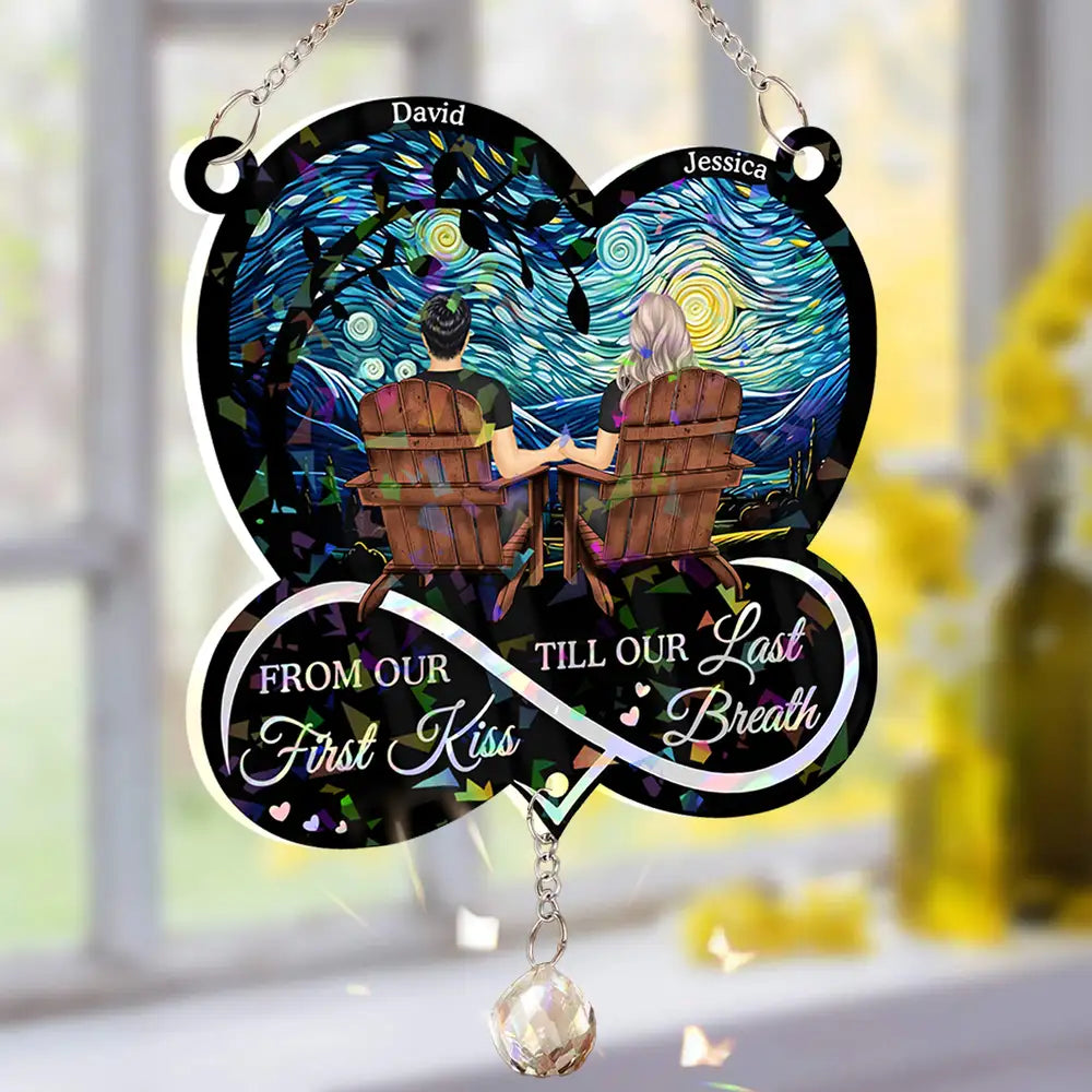 From Our First Kiss Till Our Last Breath Starry Sky Personalized Sun Catcher Ornament – Romantic Gift for Couple, Husband, Wife