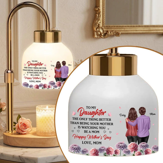 Watching You Be a Mom Candle Warmer Lamp, Floral Mom to Daughter Gift, Cozy Neutral Decor for Mother's Day