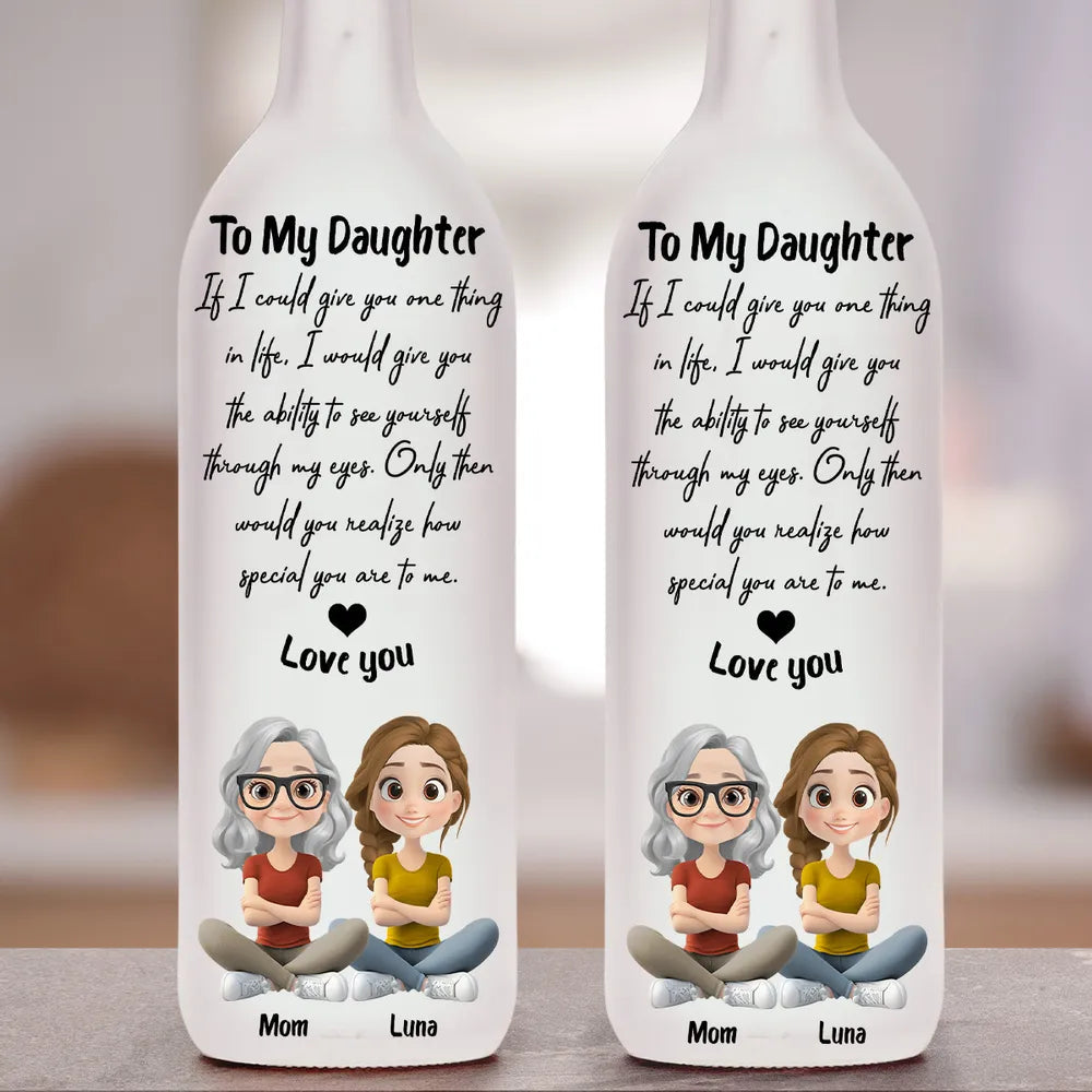 Personalized Bottle Lamp With Daughter Quote, Warm Glow Bedroom Decor, Unique Gift For Daughter From Mom
