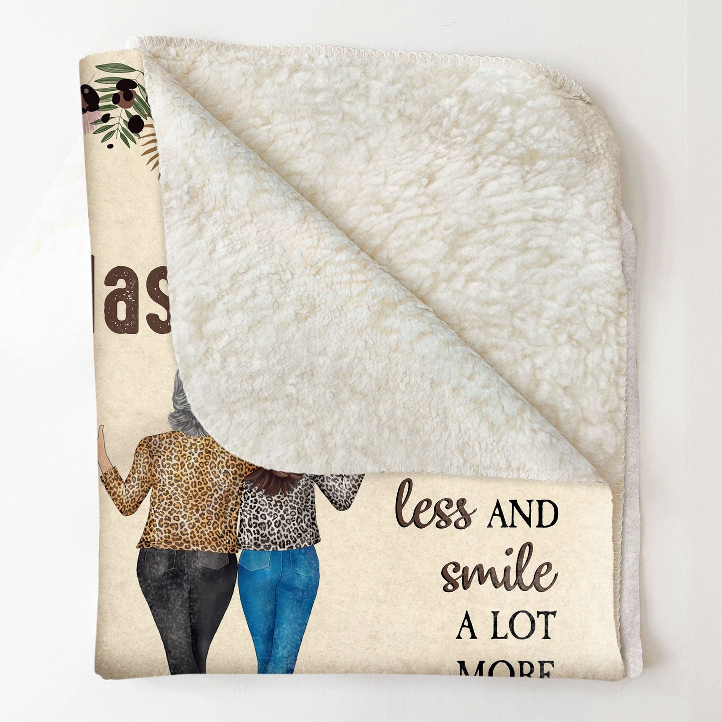 To My Badass Bestie Fleece Blanket, Personalized Friendship Hug Throw, Cute Leopard Floral Design, Creative Gift