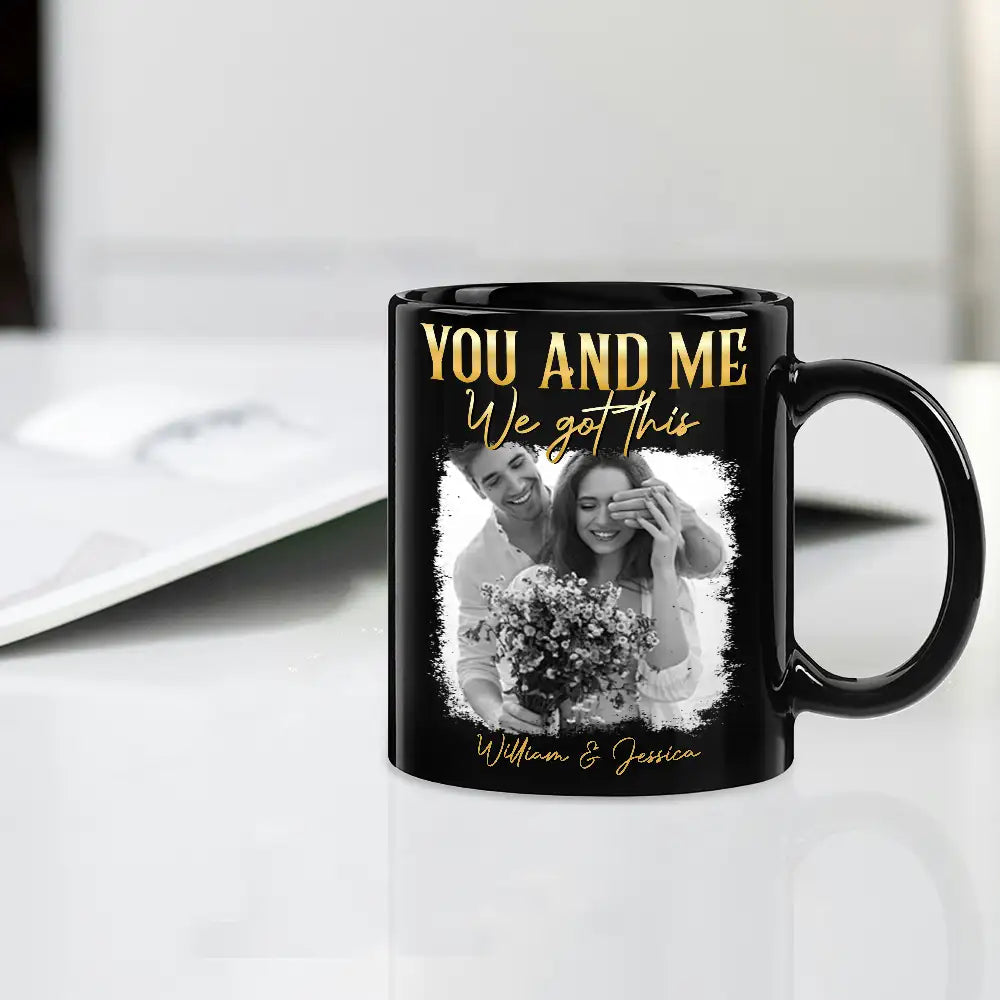 "You and Me – Personalized Couple Mug with Custom Photo and Heartfelt Message – Ideal Gift for Lovers, Couples, or Anniversaries"