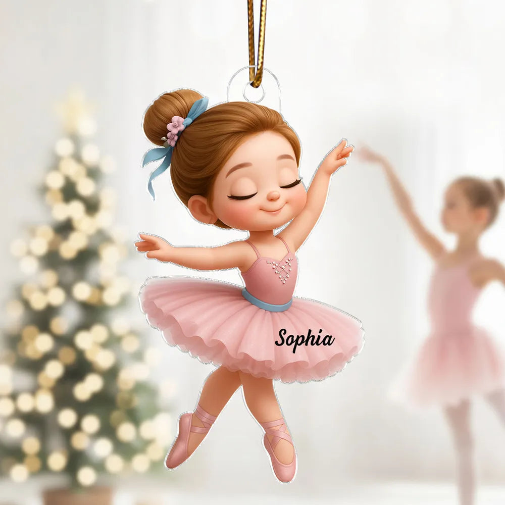 Graceful Ballerina Acrylic Ornament – Soft Pink Dancer Design Adds Festive Charm, A Perfect Gift for Little Girls