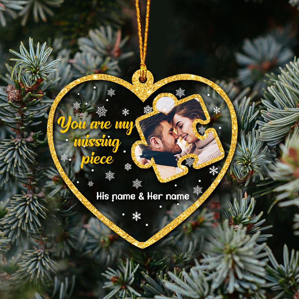 You Are My Missing Piece - Personalized Christmas Couple Transparent Ornament