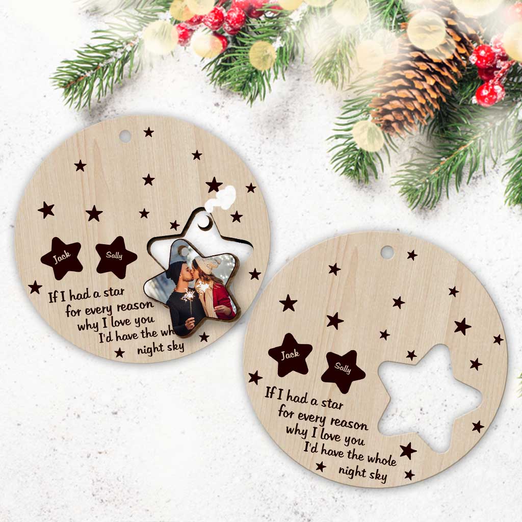 If I Had A Star - Personalized Christmas Couple Wooden Card Pop Out Ornament