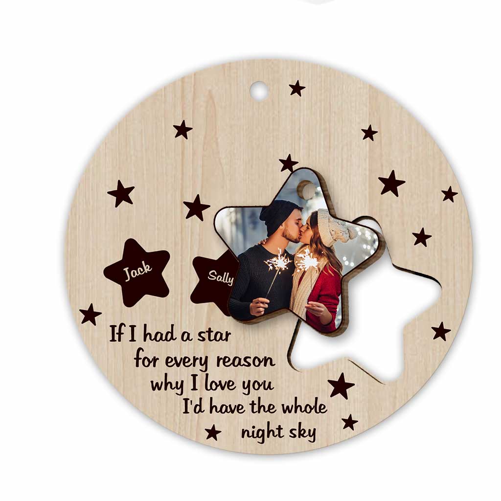 If I Had A Star - Personalized Christmas Couple Wooden Card Pop Out Ornament