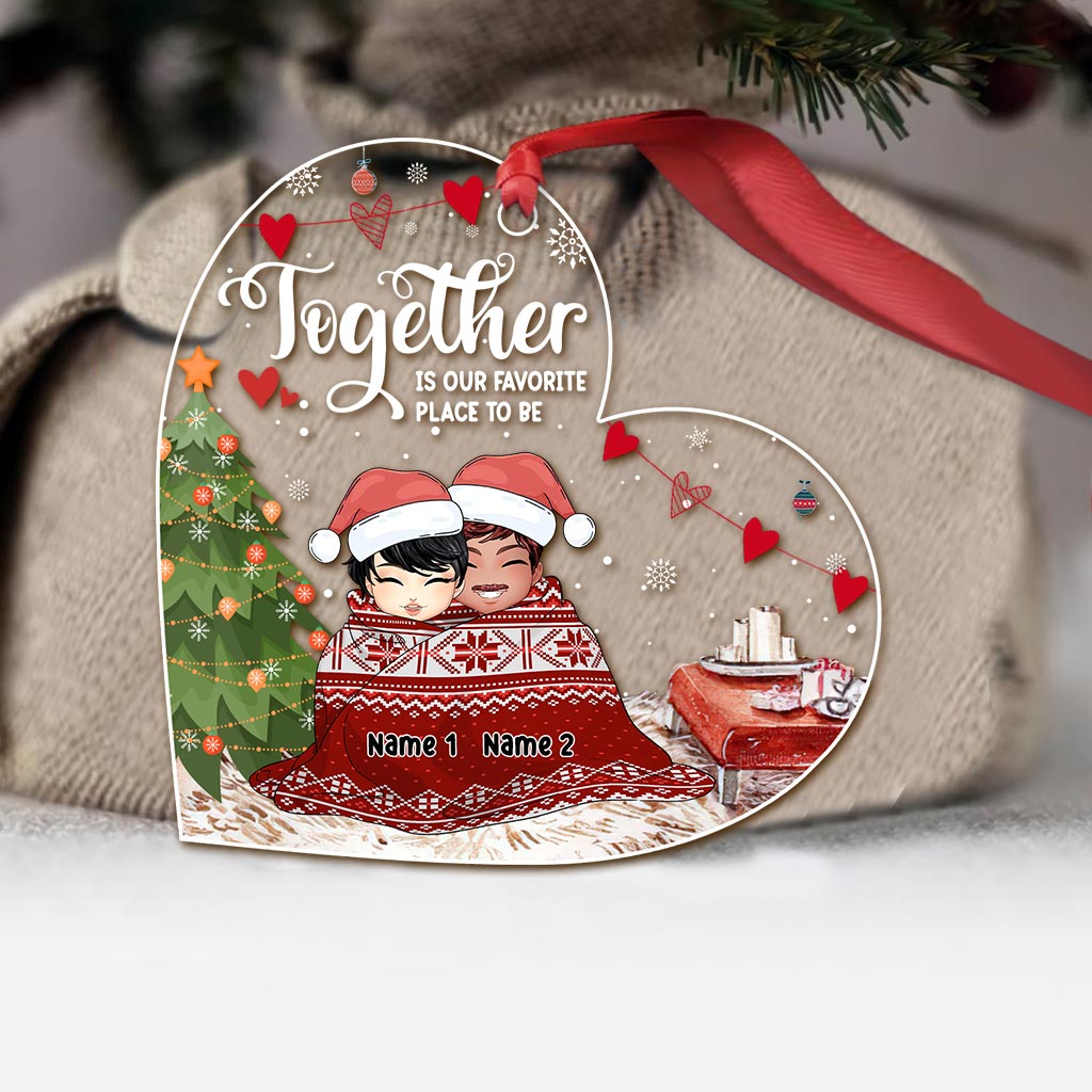 Together Is My Favorite Place To Be - Personalized Christmas Couple Transparent Ornament