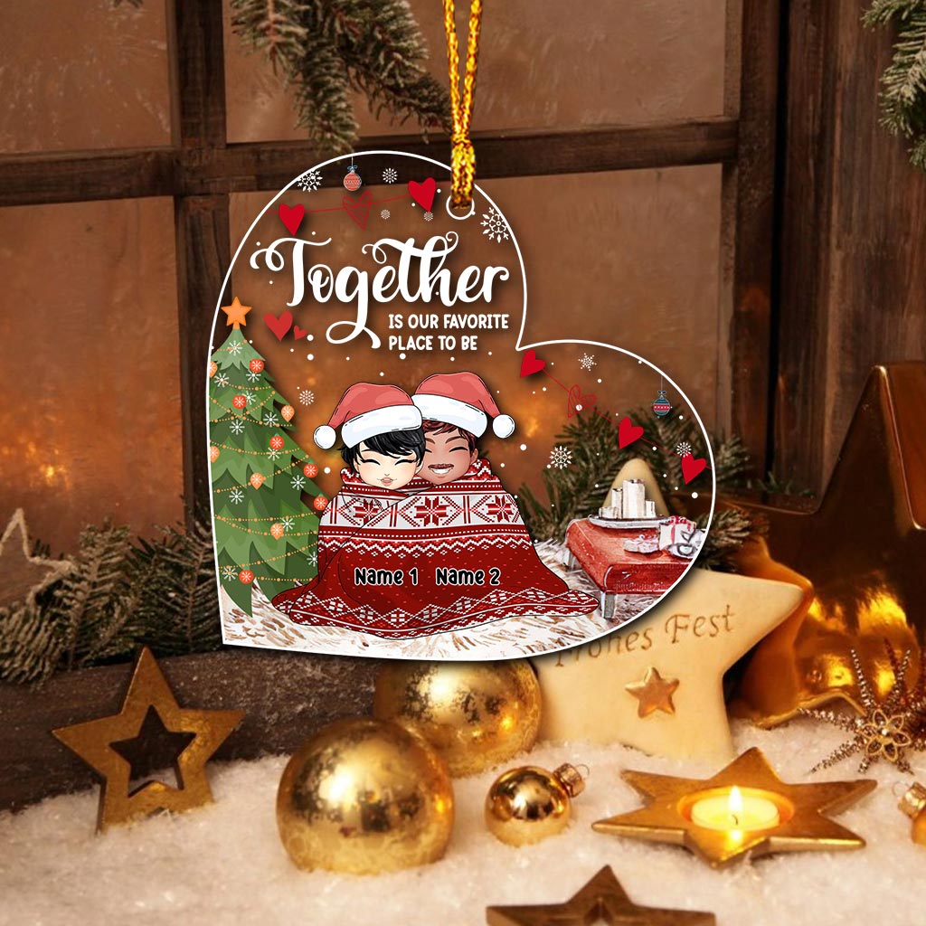 Together Is My Favorite Place To Be - Personalized Christmas Couple Transparent Ornament