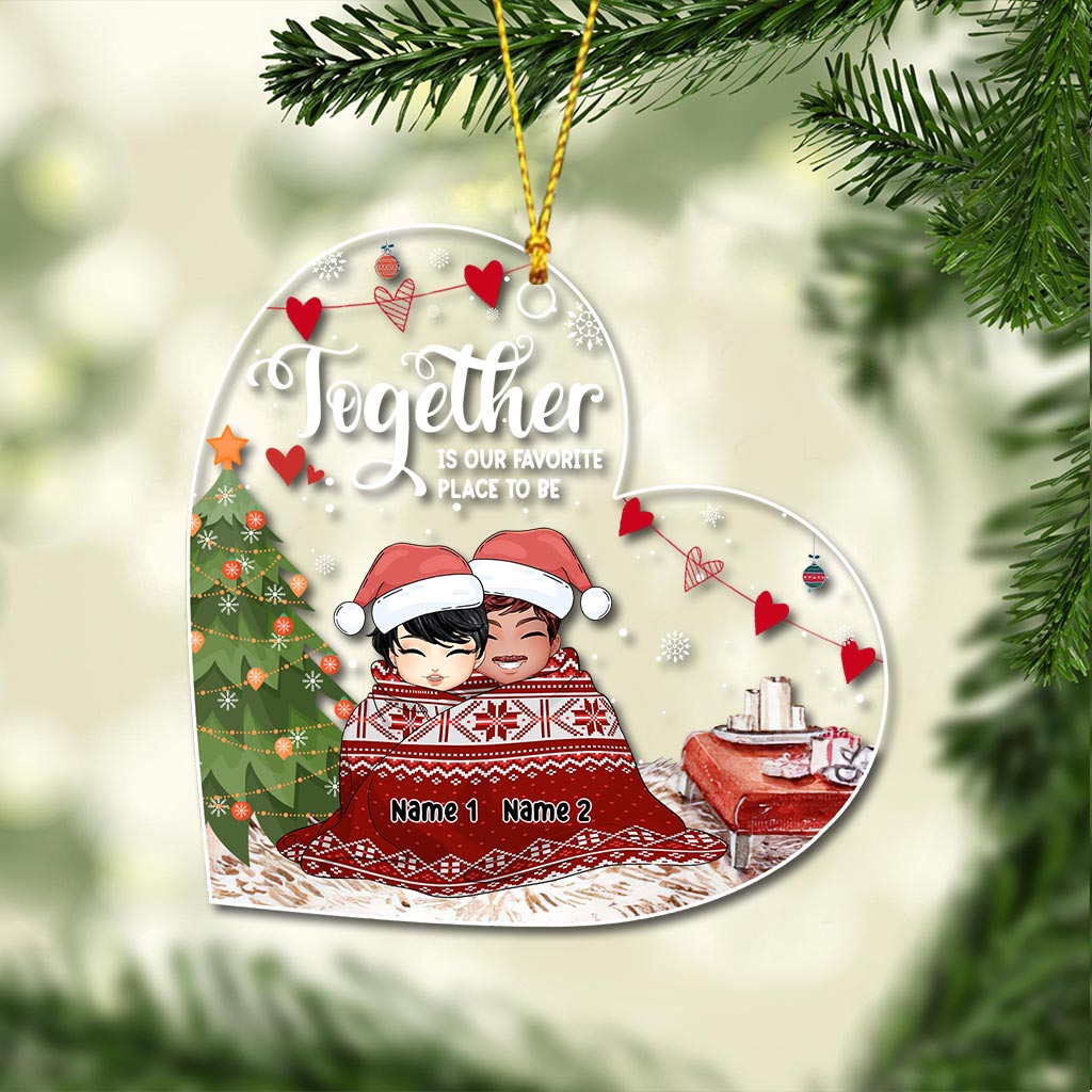 Together Is My Favorite Place To Be - Personalized Christmas Couple Transparent Ornament