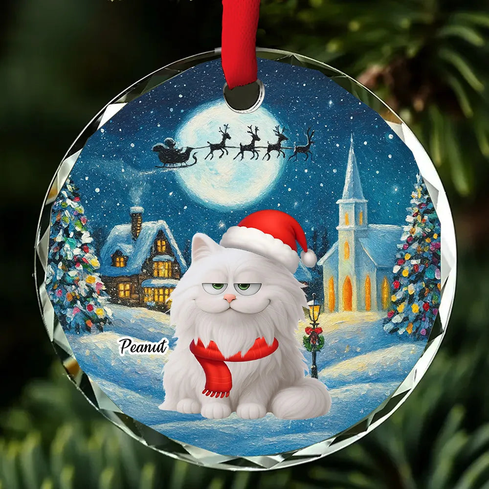 Christmas Cat Ornament, Personalized Design, Pet Lover Gift