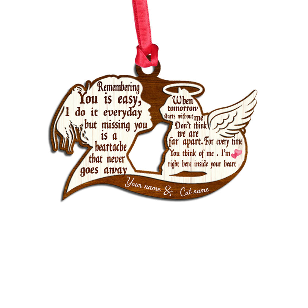 Remembering You Is Easy - Personalized Christmas Cat Ornament (Printed On Both Sides)