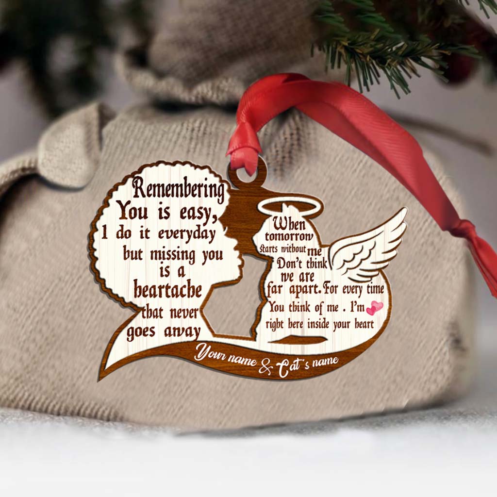 Remembering You Is Easy - Personalized Christmas Cat Ornament (Printed On Both Sides)
