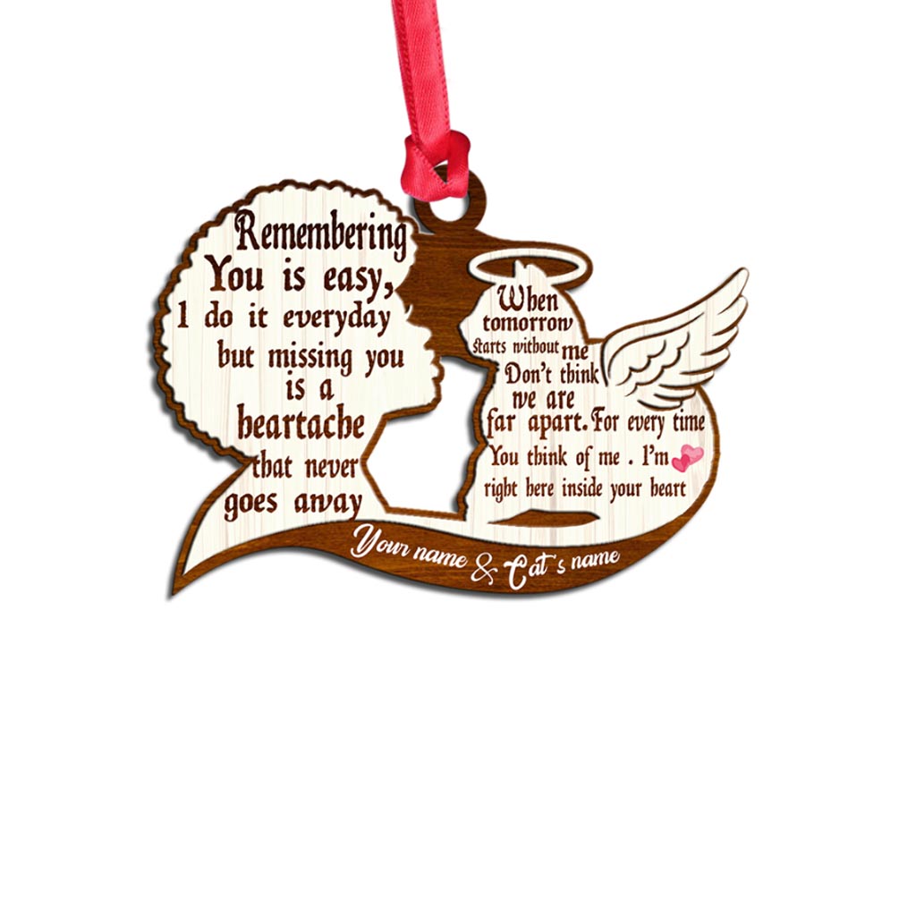 Remembering You Is Easy - Personalized Christmas Cat Ornament (Printed On Both Sides)
