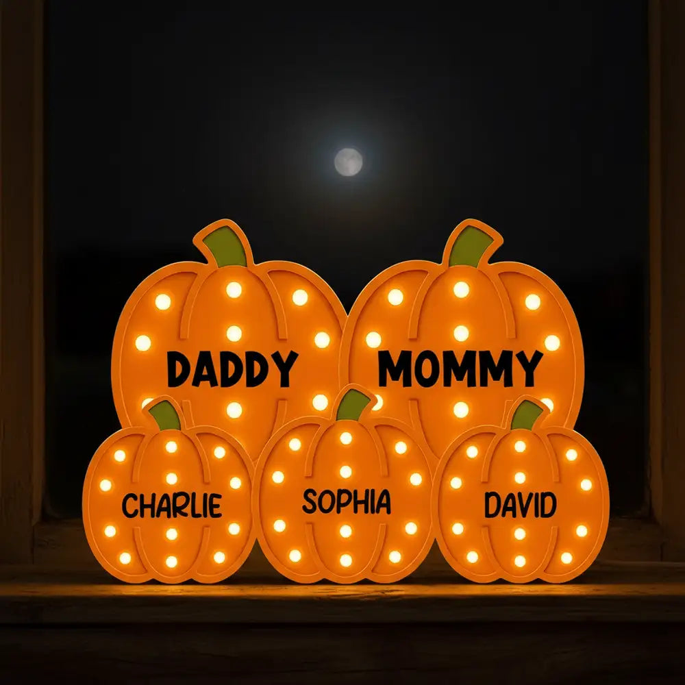 Pumpkin Acrylic Light Box Featuring Family Theme, Heartwarming Décor and Gift-Ready Accent for Parents