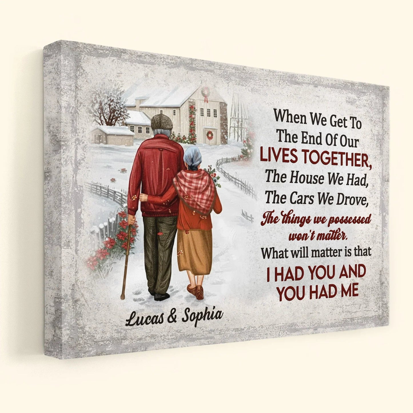 Custom Lives Together Poster for Couples – Snowy Country Walk Artwork, Sentimental Wall Art & Heartfelt Christmas or Anniversary Gift