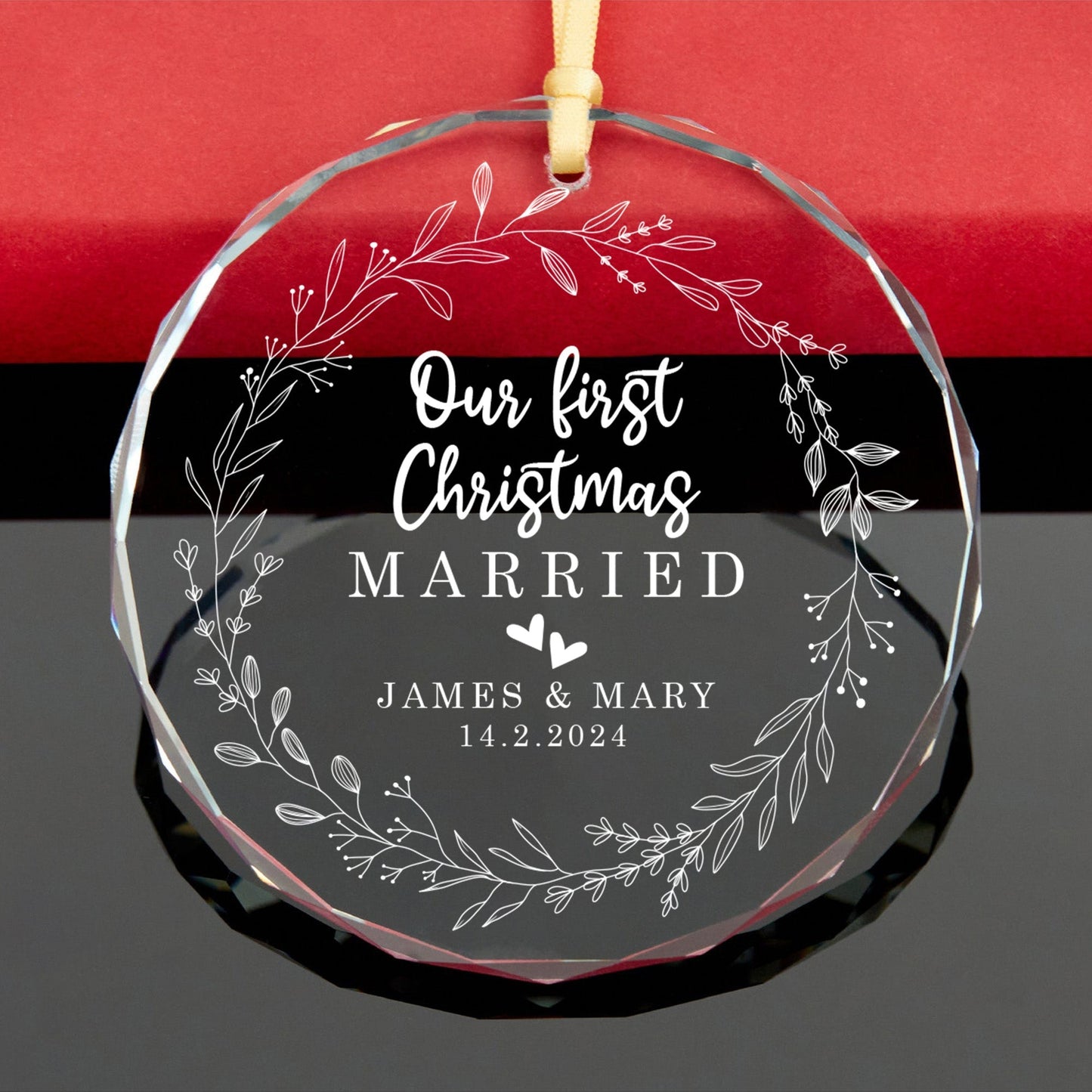Crystal Ornament for First Christmas Married | Heartfelt Keepsake & Ideal Gift for Newlyweds