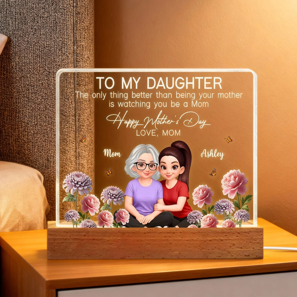 Personalized Block LED Light Plaque, To My Daughter Mother's Day Message, Cozy Bedside Decor, Unique Gift From Mom