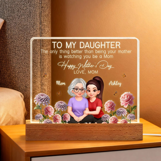 Personalized Block LED Light Plaque, To My Daughter Mother's Day Message, Cozy Bedside Decor, Unique Gift From Mom