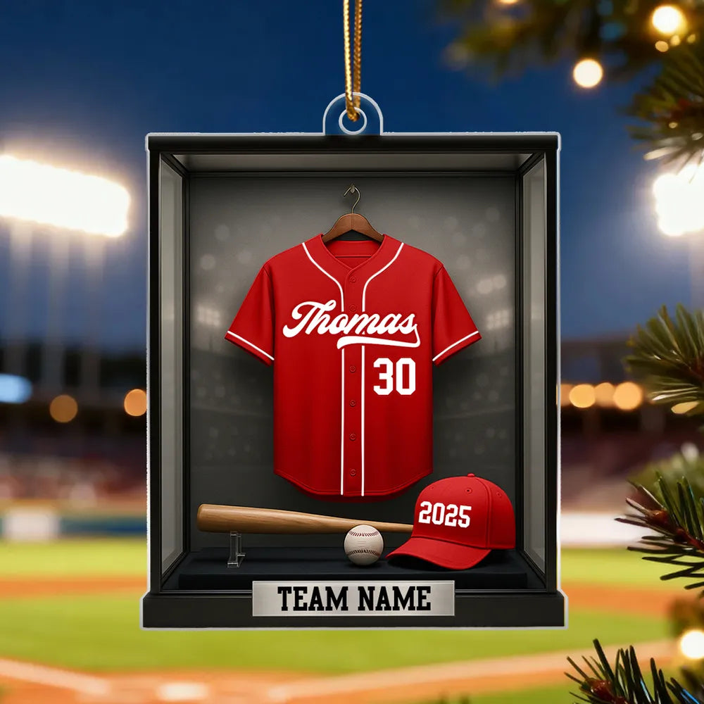 Acrylic Ornament Baseball Jersey Shadow-Box Look for Christmas Tree, Stadium Lights Vibe, Unique Gift for Players, Sons, Daughters, Grandkids