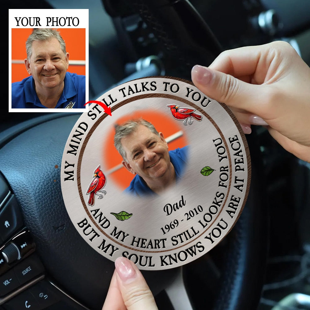 Custom Car Hanger for Loss of Mom - Sentimental Photo Keepsake - "My Mind Still Talks To You" - Unique Memorial Gift