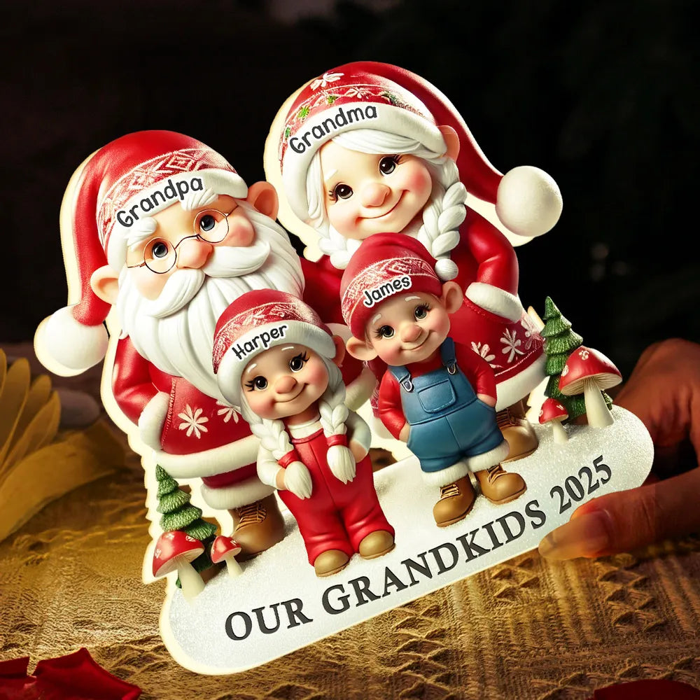 Christmas Acrylic Light Box, Custom Family Characters, Warm Glow Mantel Decor, Unique Gift for Grandma & Grandpa
