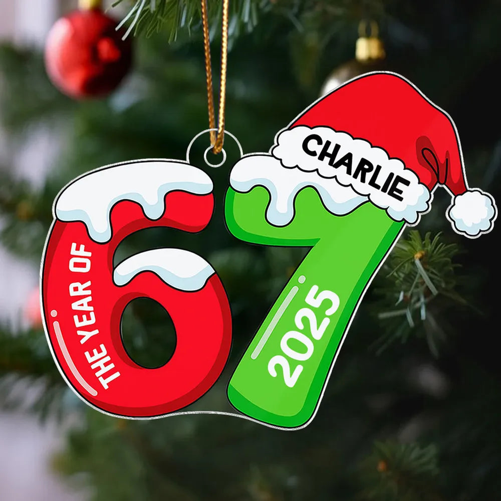 Personalized Acrylic Ornament 67 Gingerbread Design, Teen Slang Christmas Tree Decor, Cute Unique Gift for Grandkids