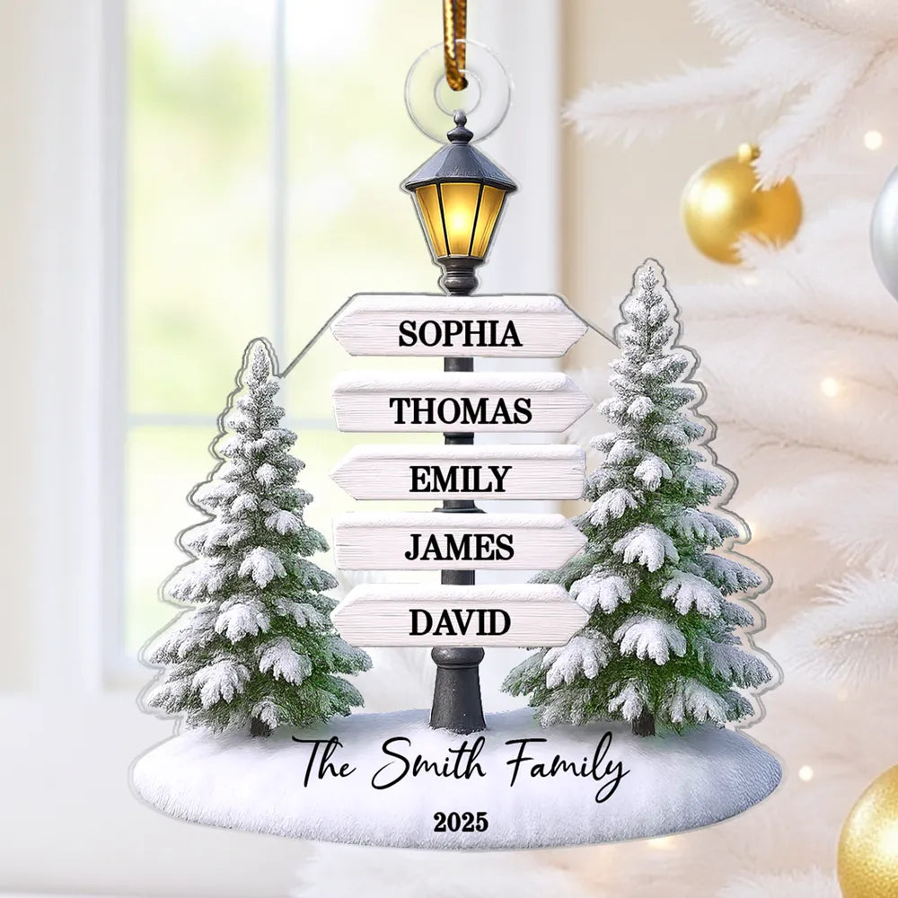 Family Name Tree Sign Acrylic Ornament – Personalized Christmas Decoration