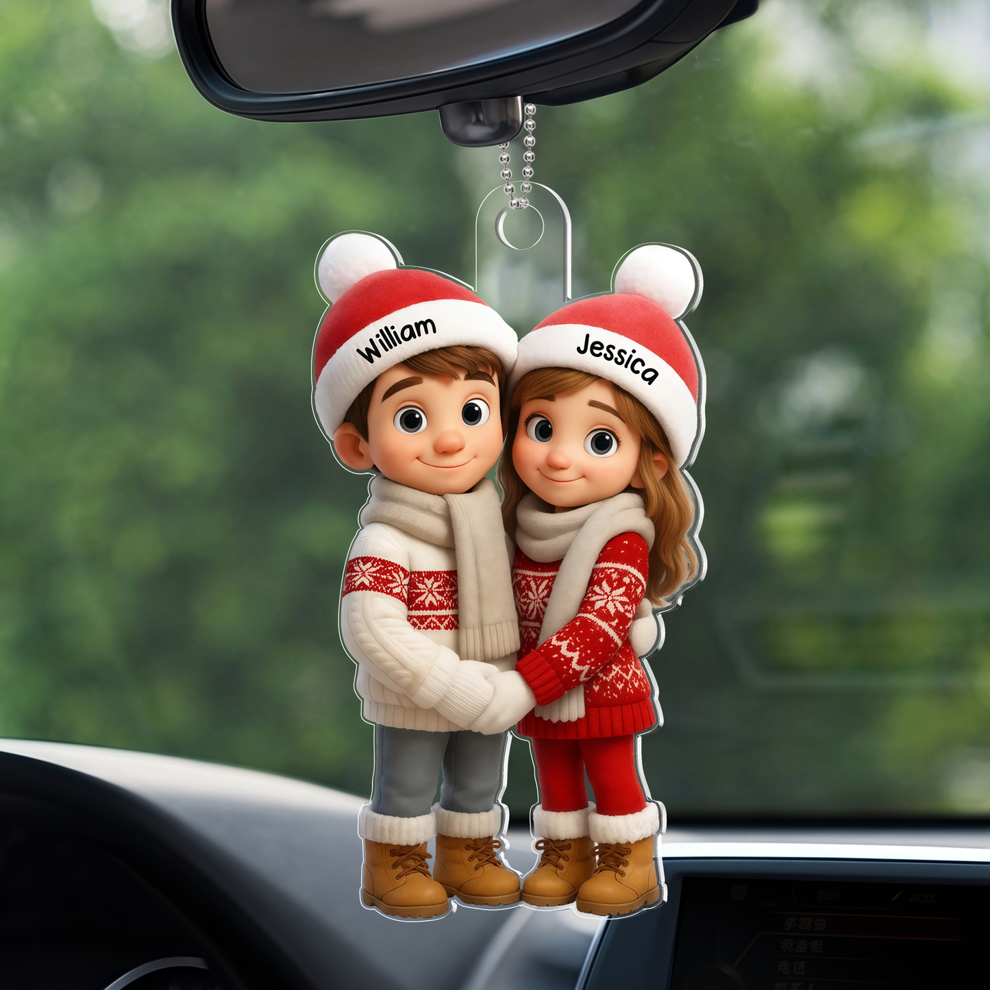 Acrylic Ornament Crystal-Effect Couple in Santa Hats, You & Me We Got This, Christmas Tree Decor, unique gift for couples