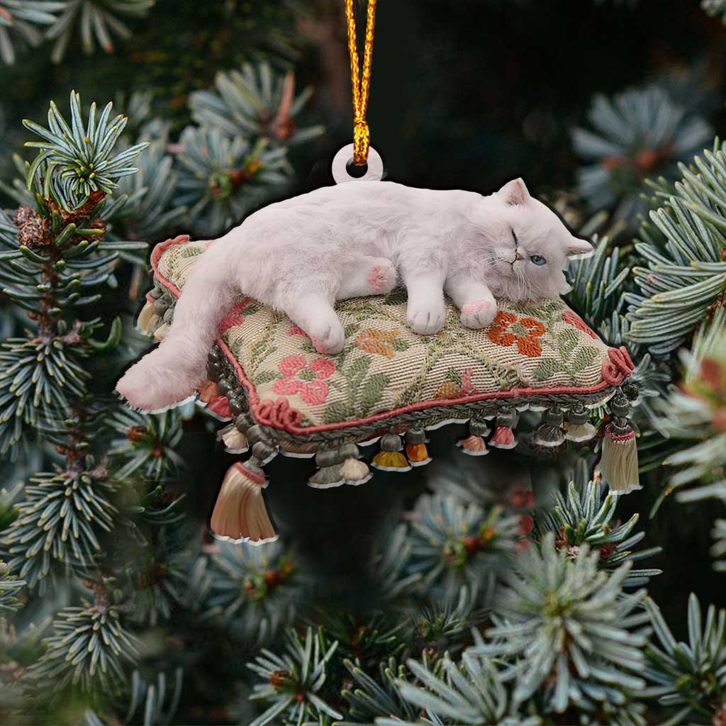 Happy Kitty - Christmas Cat Ornament (Printed On Both Sides)