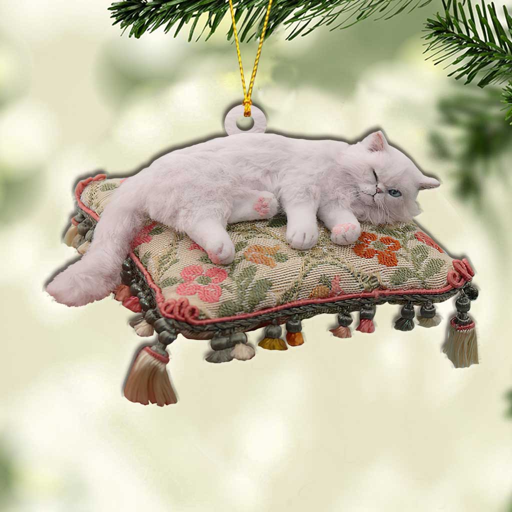Happy Kitty - Christmas Cat Ornament (Printed On Both Sides)