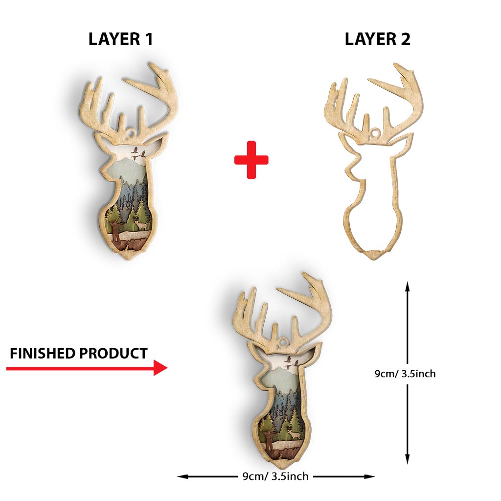 Deer Hunting - Christmas Layered Wood Ornament