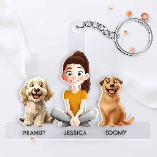 Personalized Acrylic Keychain with Custom Family Pets – Featuring Your Dog and Family Member Names, Perfect Gift for Dog Lovers, Ideal for Any Occasion