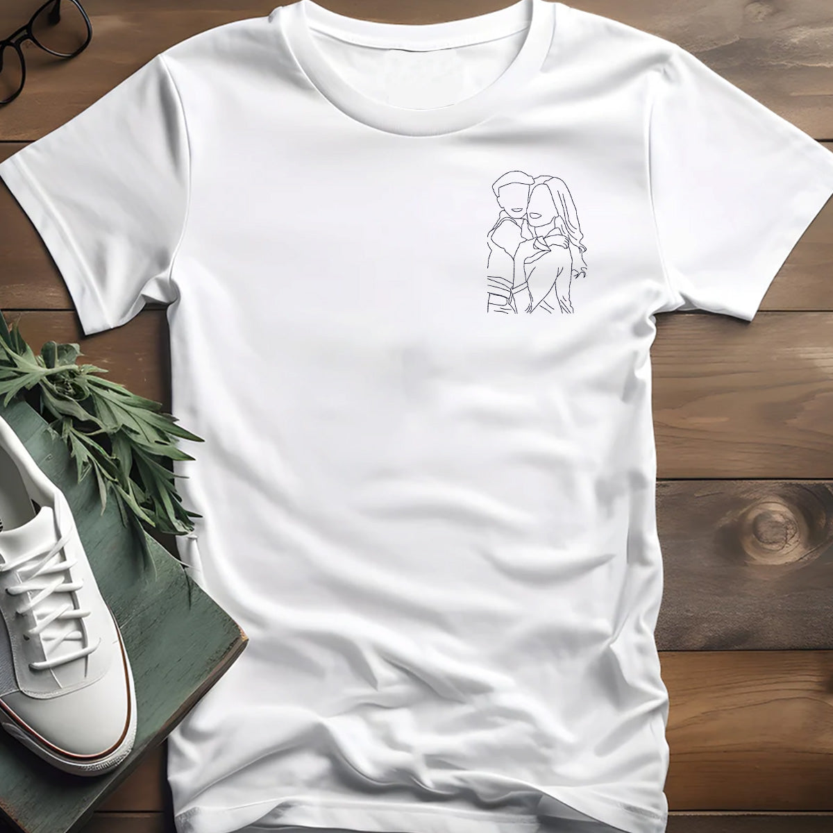 Custom Line Art - Personalized Step Mom Embroidered T-shirt