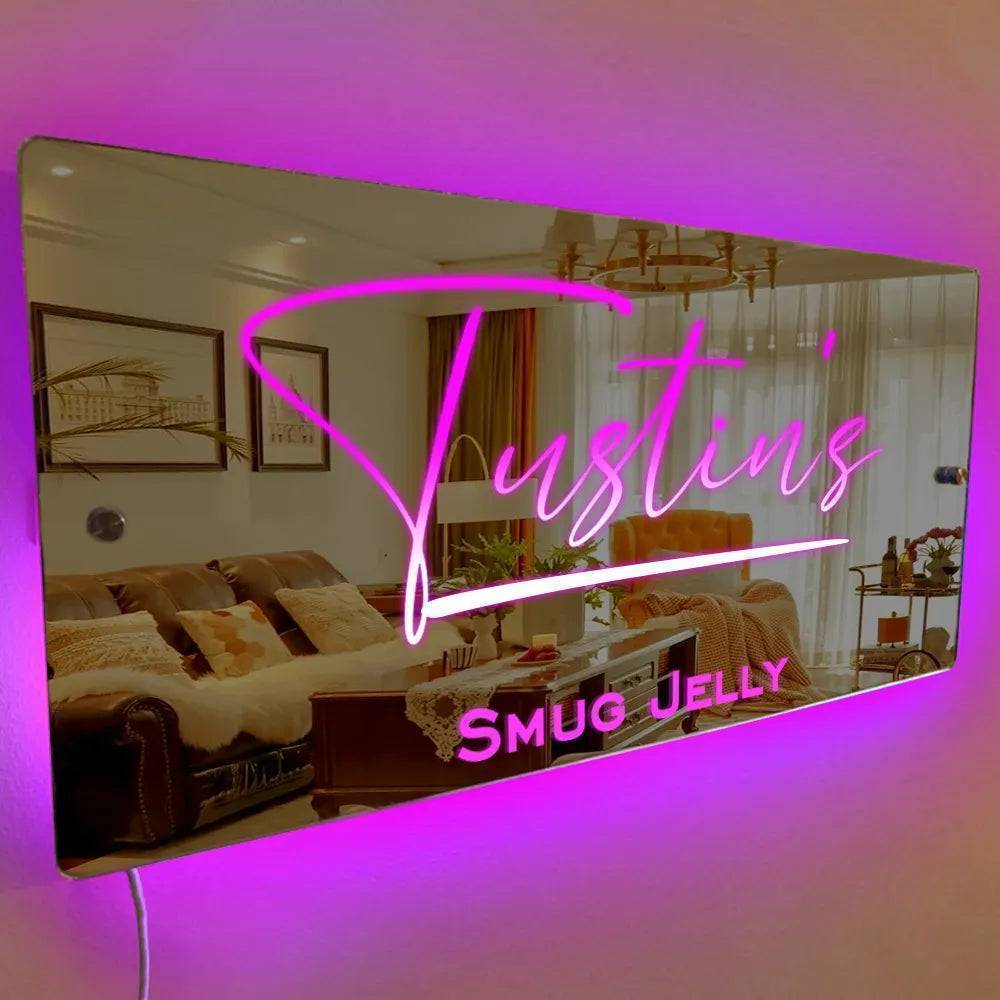 Personalized Affirmations Mirror - Light Colorful - Bedroom Lamp - Custom Name
