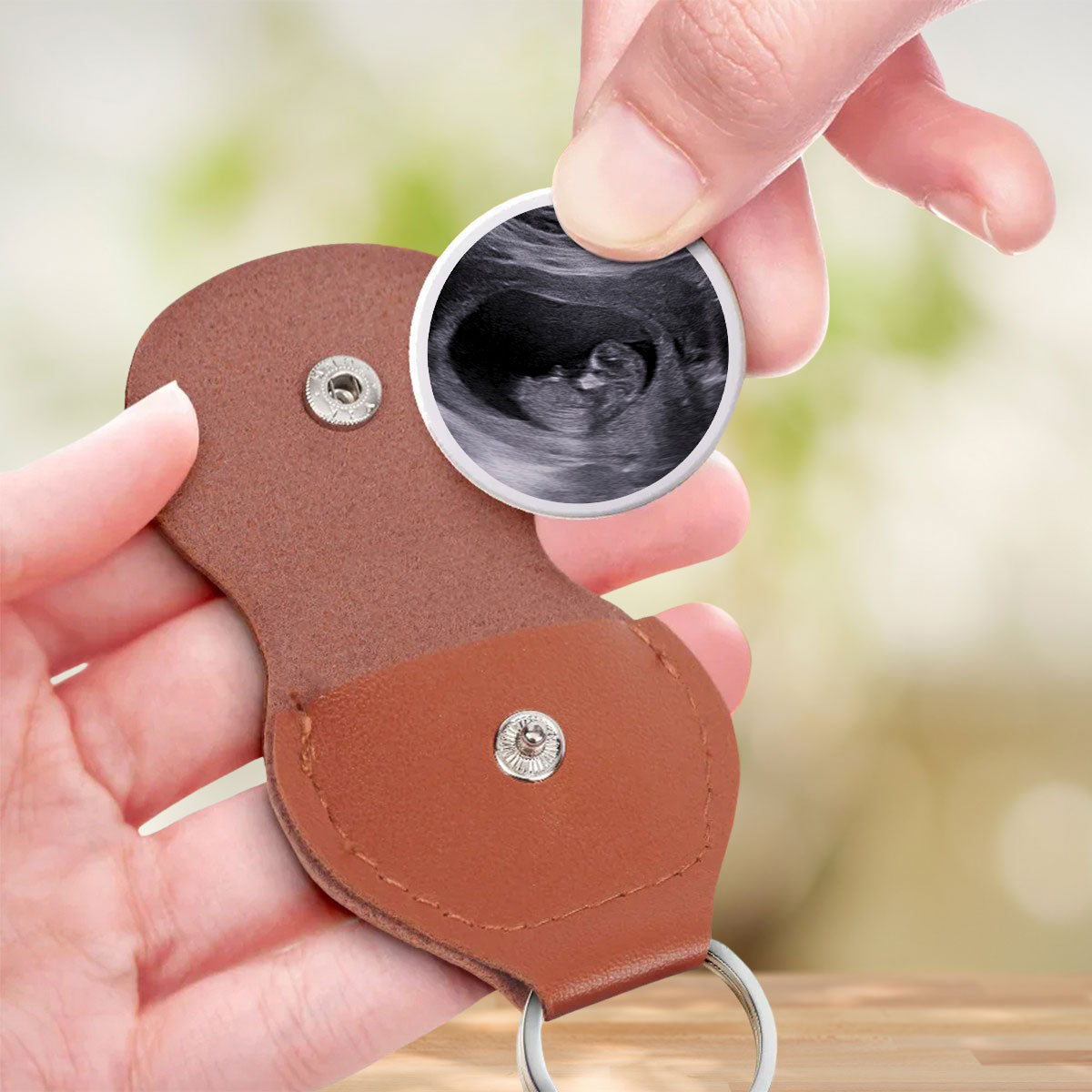 Custom Pocket Hug for Daddy with Your Ultrasound Image – Small Stainless Steel Love Token, Sentimental Fatherhood Gift & Everyday Carry Keepsake