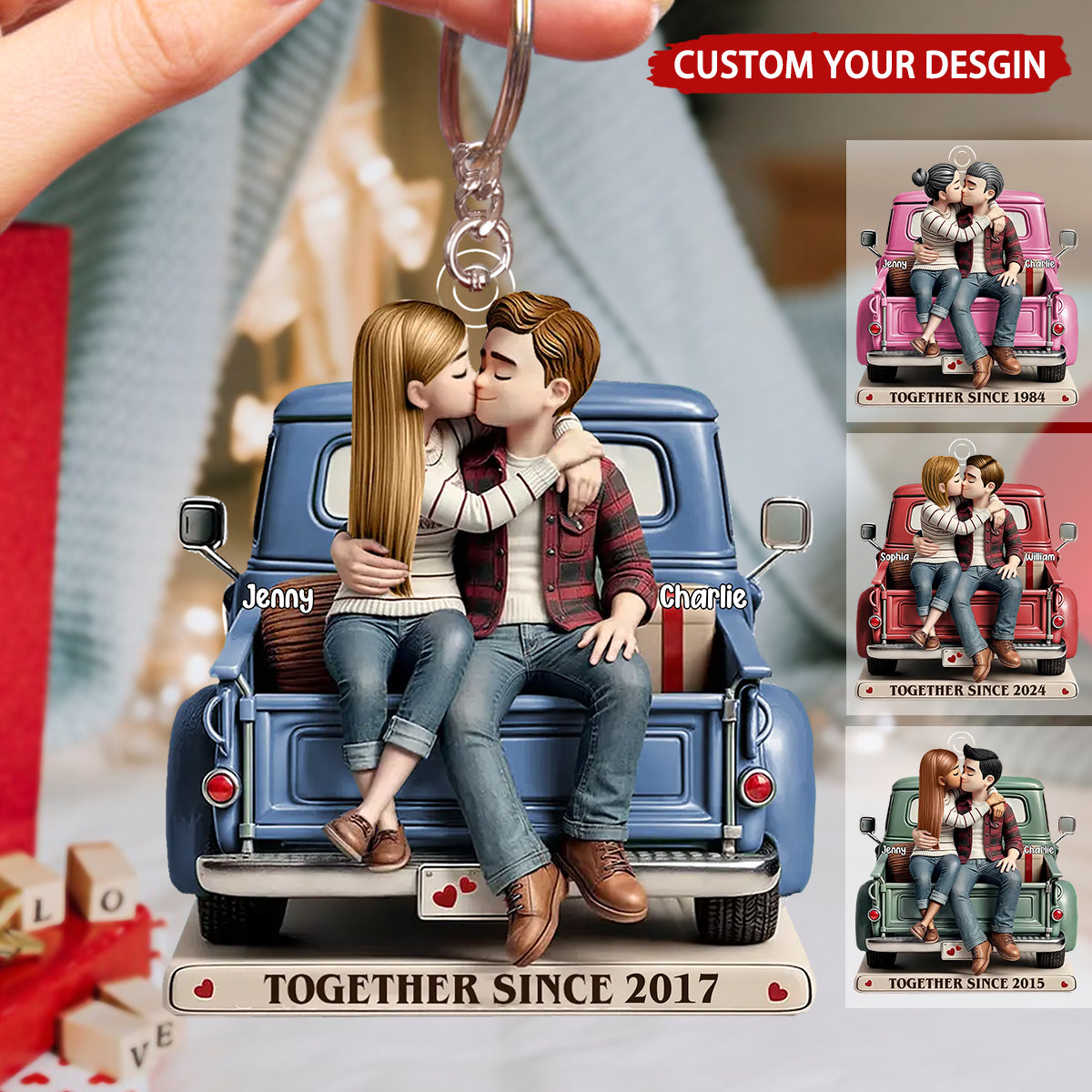 Love and Romance Acrylic Keychain - Personalized Couple Gift - Custom 'Together Since' Keychain for Couples