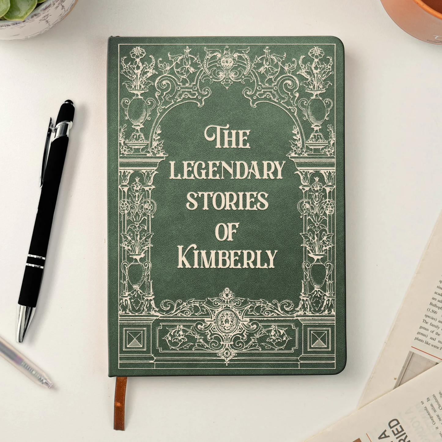 Personalized Leather Journal with Mythic Adventure Book Cover Look, A Creative Gift for Writers, Readers, and Dreamers
