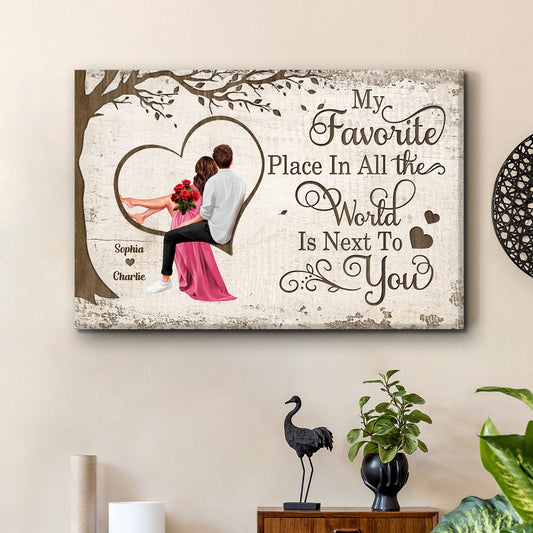 Personalized "My Favorite Place In All The World" Poster or Canvas – Perfect Valentine's Day Gift for Couples