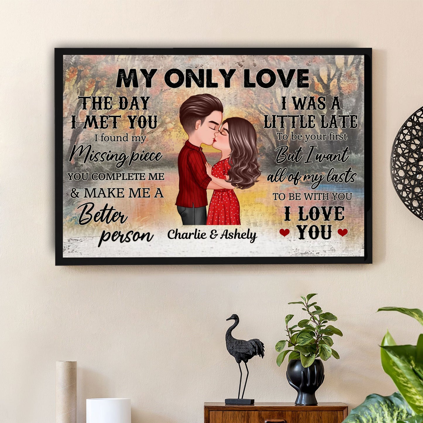 Romantic Couple Embracing Artwork – Valentine’s Custom Canvas, Plaques, Ornaments, Keychains & Pillows