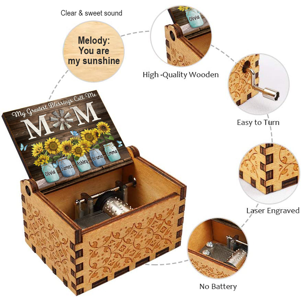 My Greatest Blessing - Personalized Mother's Day Mother Hand Crank Music Box