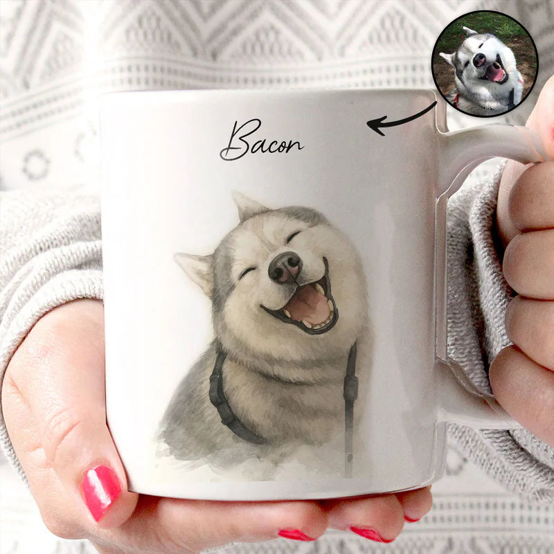 Custom Watercolor Pet Portrait Mug – Perfect for Dog Lovers