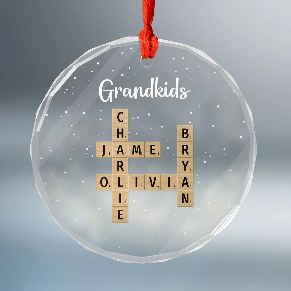 Personalized Grandkids Ornament - Custom Name Cross Plaque - Perfect Gift for Grandparents, Holiday Decor Keepsake