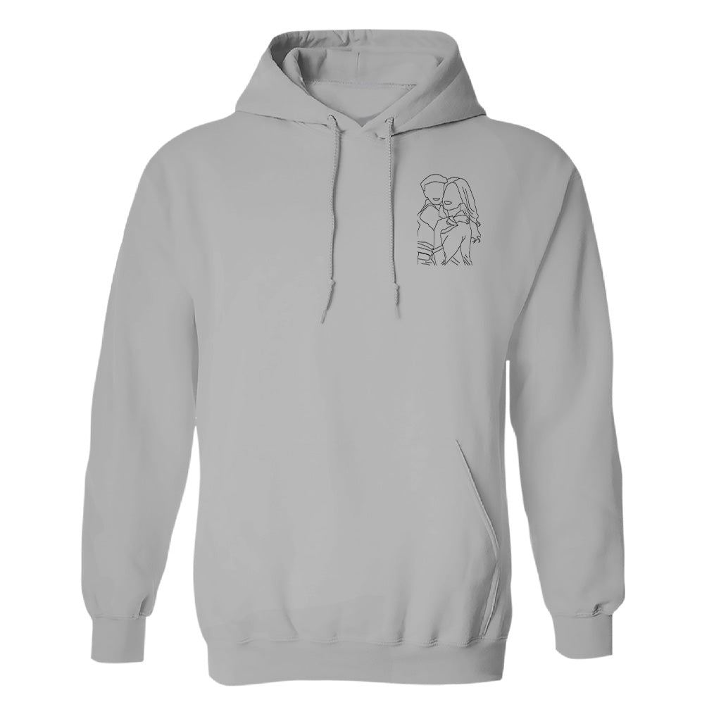 Custom Line Art - Personalized Aunt Embroidered Hoodie