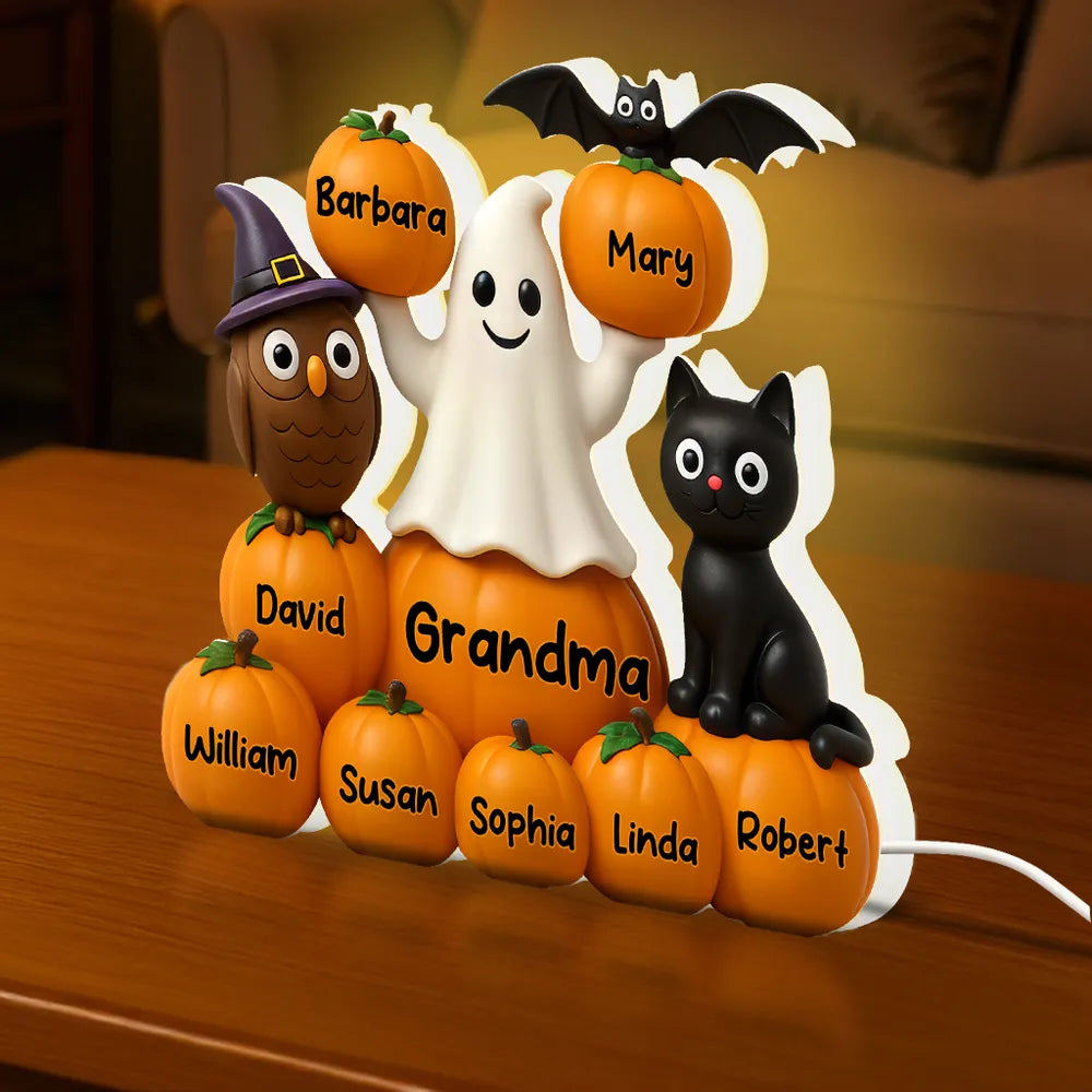 Halloween Pumpkin Acrylic Light Box – Spooky Ghost & Cat Design, High-Clarity Collectible Gift for Families