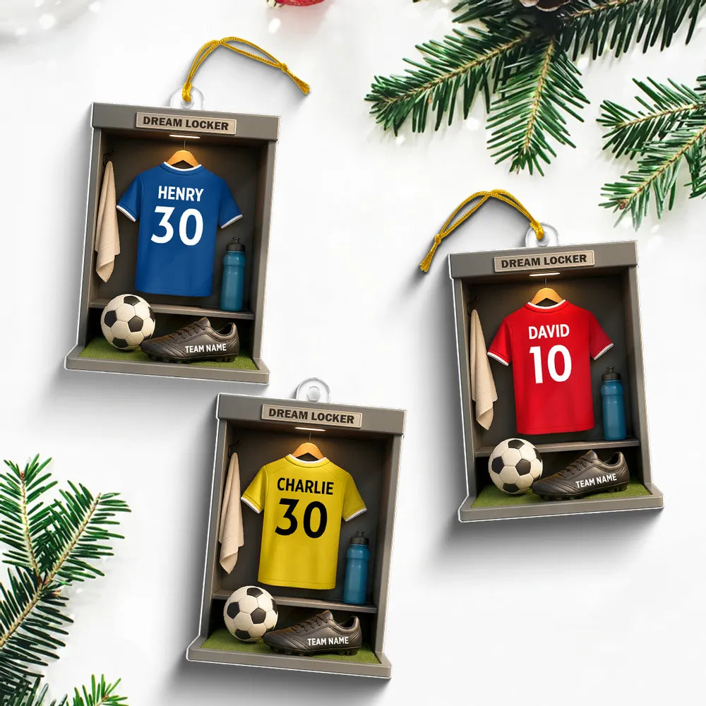 Soccer Locker Acrylic Ornament – Perfect Holiday Gift for Soccer Lovers & Players