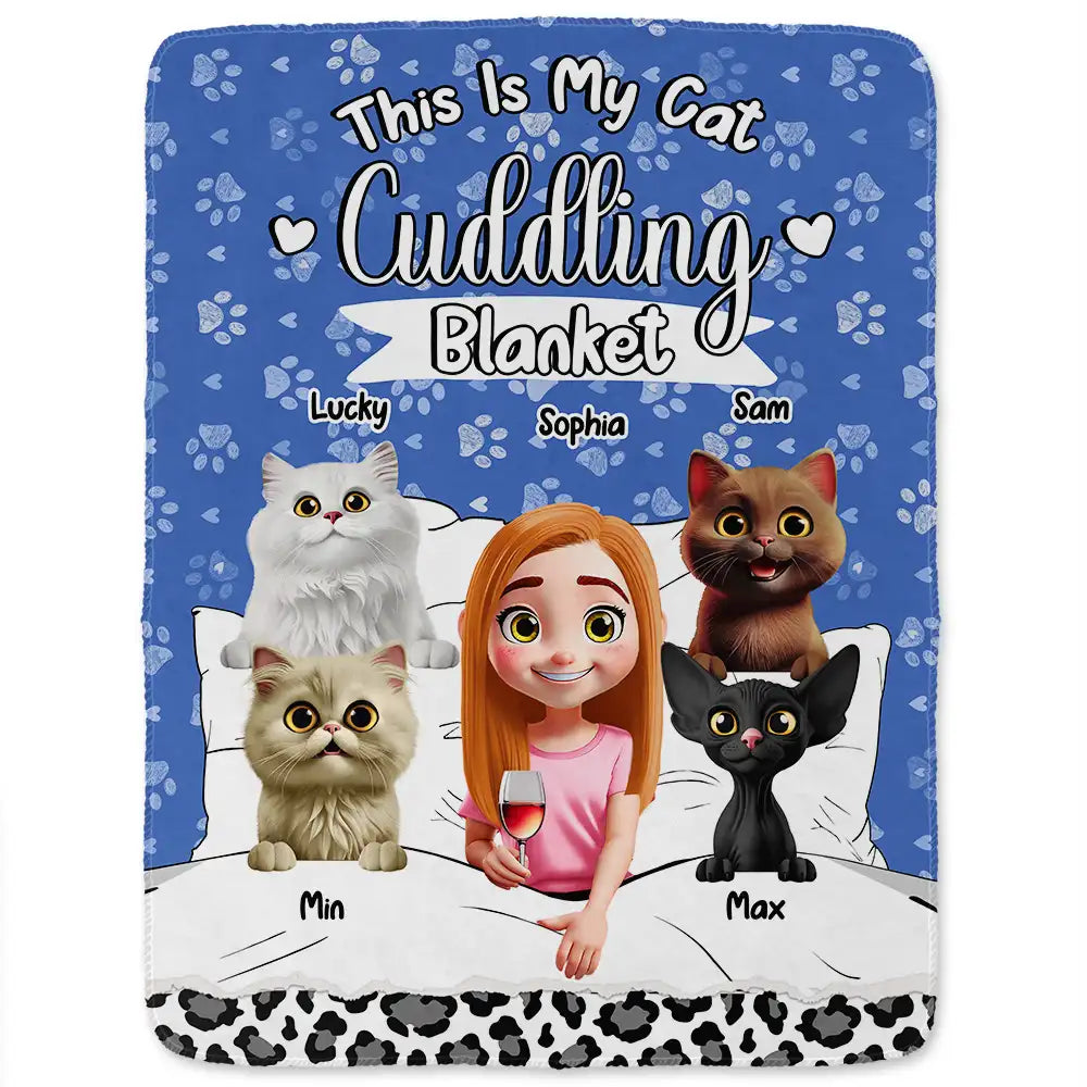 This Is My Cat Cuddling Blanket Personalized for Cat Lovers, Perfect Gift for Cat Owners, Fleece and Sherpa Blanket
