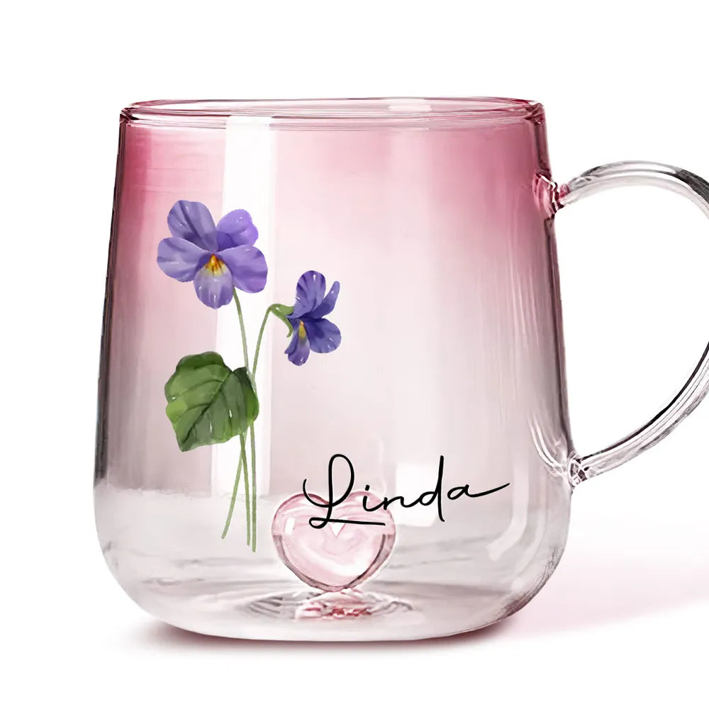 Blooming Gradient Glass Mug – Gift for Sisters, Wife, or Grandma